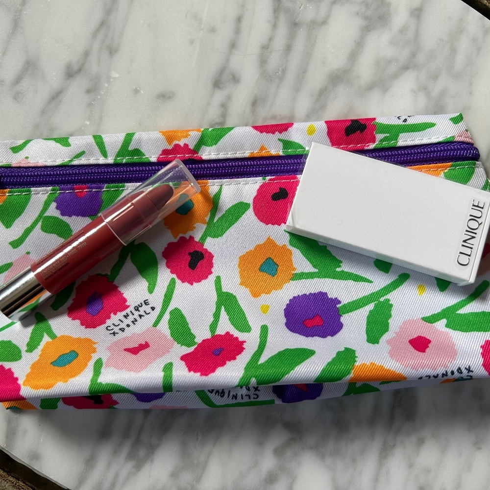 NEW Clinique Makeup Bag Set by Donald All About Shadow Duo Like Mink Chubby Lip